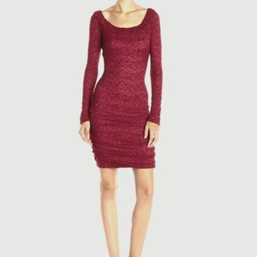 BCBG Max Azria Halle Dress Sz L Deep Cranberry